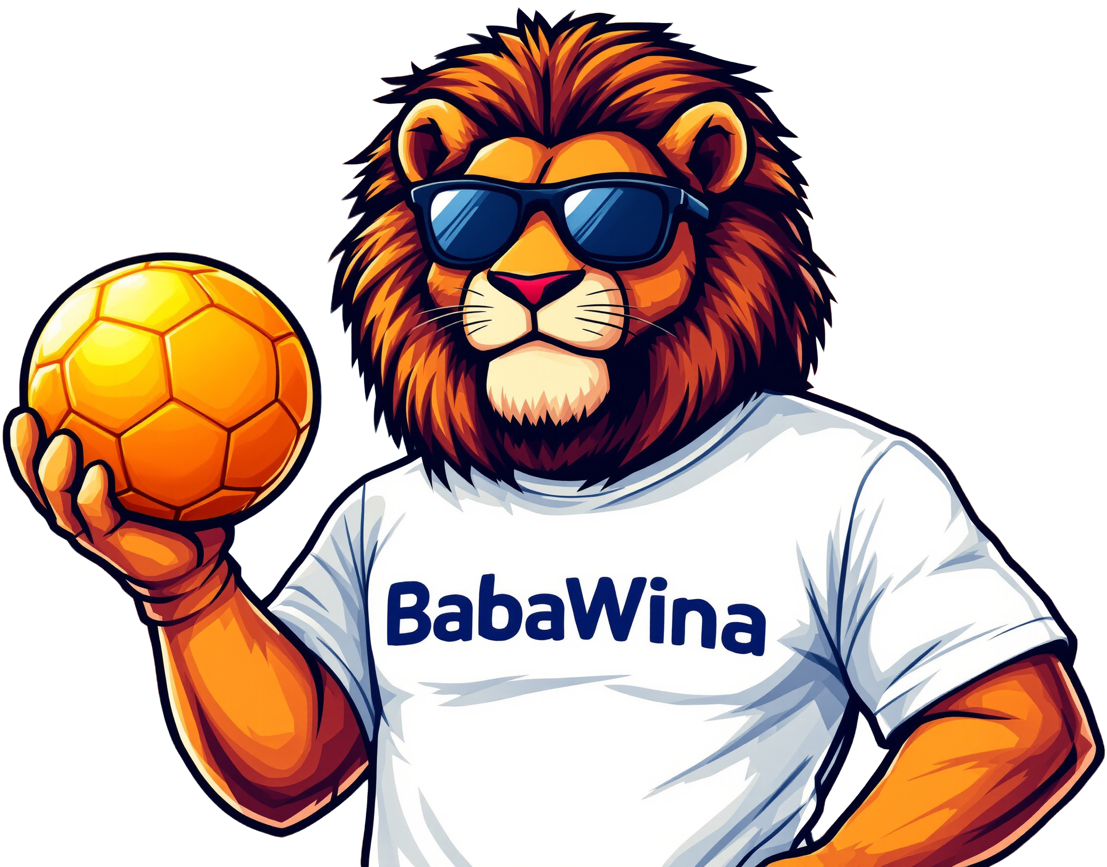 The BabaWina lion holding a golden ball